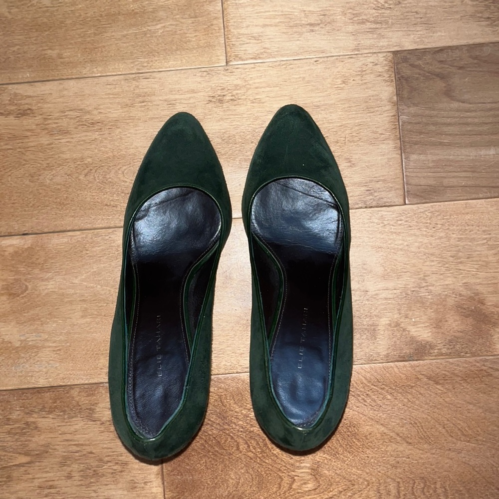 Elie Tahari forest green heels size 9